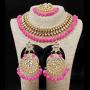 SANARA Indian Bollywood Traditional Pink Kundan and Pearl Made Bridal Designer Jewelry Choker Necklace Set for Women & Girl Jewelry