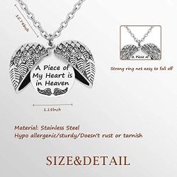 Memorial Locket Necklace My Heart in Heaven Angel Wing Jewelry(piece heaven LNL)