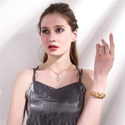 U7 Women 18K Gold Platinum Plated Cubic Zirconia Hand of Fatima Heart Design Lucky Hansa Pendant Necklace