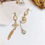 Asymmetrical Stars and Moon Dangle Stud Earrings for Women Planet Earrings with Clear Crystal for Girls