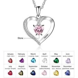 Personalized Pendant Heart Necklace for Women Custom Names Necklace with Cubic Zirconia Christmas Jewelry Gift Birthday Gift for Mom Women Wife Girls Her