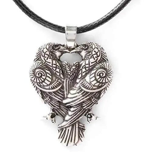 HAQUIL Viking Jewelry Huginn and Muninn Raven Couple Pendant Necklace for Men and Women HAQUIL Viking Jewelry Huginn and Muninn Raven Couple Pendant Necklace for Men and Women