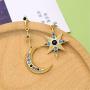 HMOOY Moon and Star Earrings, Bohemian Asymmetrical Sun Moon Star Dangle Earrings Fashion Long Drop Dangle Stud Earrings Punk Jewelry for Women Girls