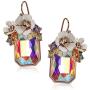 Betsey Johnson Flower Rectangle Stone Drop Earrings
