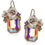 Betsey Johnson Flower Rectangle Stone Drop Earrings Betsey Johnson Flower Rectangle Stone Drop Earrings