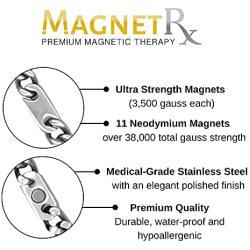 MagnetRX® Magnetic Therapy Necklace - Mens Magnetic Necklaces for Pain Relief and Healing - Silver Curb Chain Stainless Steel Necklace with Magnets (22 Inches)