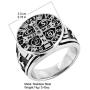 HZMAN Men Women St Benedict Exorcism Ring Silver Stainless Steel Catholic Roman Cross Demon Protection Ghost Hunter