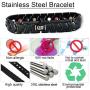 N+NITROLUBE Magnetic Bracelet for Men Stainless Steel Bracelets Therapy Energy Magnet Arthritis Jewelry (Black, 8.66 inches)