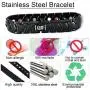 N+NITROLUBE Magnetic Bracelet for Men Stainless Steel Bracelets Therapy Energy Magnet Arthritis Jewelry (Black, 8.66 inches)