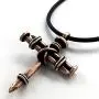 FORGIVEN JEWELRY Wire Wrapped Three Nails Copper Cross Necklace on Black Rubber Cord FORGIVEN JEWELRY Wire Wrapped Three Nails Copper Cross Necklace on Black Rubber Cord