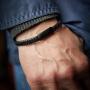 LUXAR Men’s Genuine Interwoven Black Leather Braided Bracelet | Brushed Black/Brushed Stainless Steel Magnetic Clasp | Male Jewelry