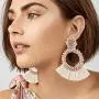 Krun Beaded Tassel Earrings for Women - Bohemian Statement Handmade Hoop Fringe Dangle Earrings, Idea Gift for Mom, Sister and Friend