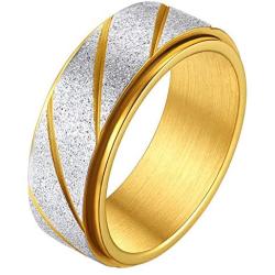 ChainsPro Men/Women 8MM Durable Spinner Ring, Can Custom, Sparkly Smooth-Finished, Size #7-#12, Stainless Steel/18K Gold Plated (Send Gift Box)