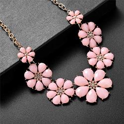 Lux Accessories Pave Flower Bib Statement Floral Chain Necklace