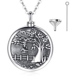 EUDORA''Treasure Chest of Memories'' Family Tree Cremation Jewelry, Sterling Silver Personalized Urns Necklace for Human, Pet Ashes, Memorial Keepsake for Women, Man, 20 inches Chain