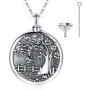 EUDORA''Treasure Chest of Memories'' Family Tree Cremation Jewelry, Sterling Silver Personalized Urns Necklace for Human, Pet Ashes, Memorial Keepsake for Women, Man, 20 inches Chain