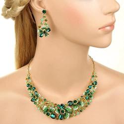 EVER FAITH Austrian Crystal Hibiscus Flower Necklace Earrings Set