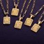 Annamate Capital Initial Letter Charm Pendant Necklace for Mens Womens Teenage Girls BFF Mom Dad 18K Gold Plated Square Rectangle A-Z 26 Letters Pendants Necklace, 20-22inch
