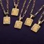 Annamate Capital Initial Letter Charm Pendant Necklace for Mens Womens Teenage Girls BFF Mom Dad 18K Gold Plated Square Rectangle A-Z 26 Letters Pendants Necklace, 20-22inch