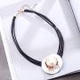 Big Bead Crystal Pendant Fashion Jewelry Black Leather Necklace for Women Chokers