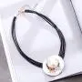 Big Bead Crystal Pendant Fashion Jewelry Black Leather Necklace for Women Chokers Big Bead Crystal Pendant Fashion Jewelry Black Leather Necklace for Women Chokers