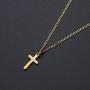 Joxevyia Cross Necklace for Boy 14K Gold Filled Stainless Steel Small Cross Pendant with Cuban Chain Necklace Simple Faith Jewelry for Men Women Girls 16-24 Inches