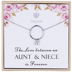 CHICLOVE Aunt and Niece Gift The Love Between Aunt & Niece is Forever Sterling Silver Necklace Aunt Niece Jewelry