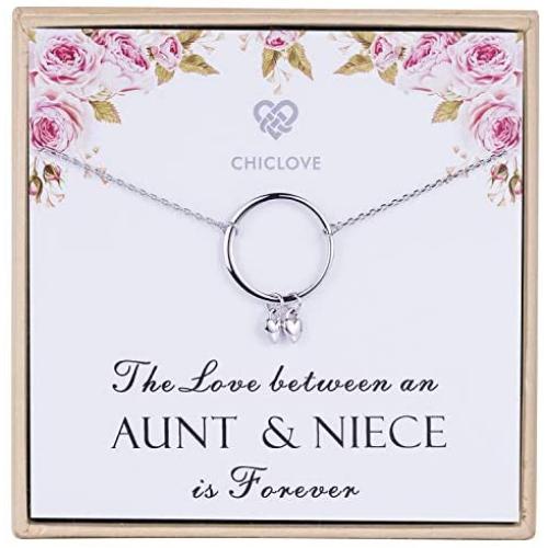 CHICLOVE Aunt and Niece Gift The Love Between Aunt & Niece is Forever Sterling Silver Necklace Aunt Niece Jewelry