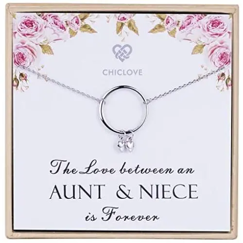 CHICLOVE Aunt and Niece Gift The Love Between Aunt & Niece is Forever Sterling Silver Necklace Aunt Niece Jewelry