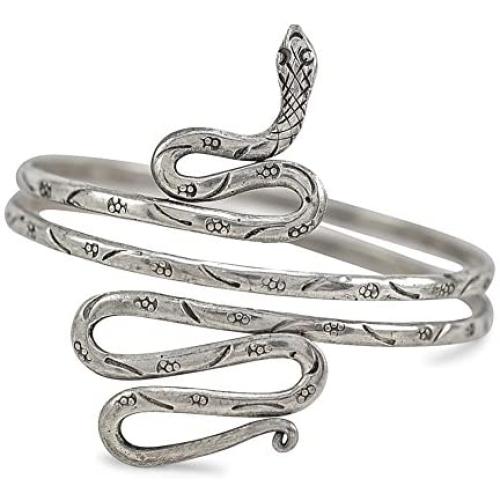 Culture Cross Snake Arm Cuff Adjustable Handmade Bracelet | Hmong Hill Tribe Contemporary Traditional Jewelry Piece | Unique Exotic Style Silver