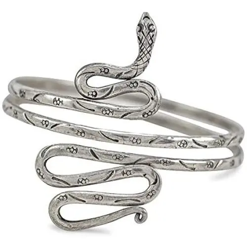 Culture Cross Snake Arm Cuff Adjustable Handmade Bracelet | Hmong Hill Tribe Contemporary Traditional Jewelry Piece | Unique Exotic Style Silver