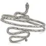 Culture Cross Snake Arm Cuff Adjustable Handmade Bracelet | Hmong Hill Tribe Contemporary Traditional Jewelry Piece | Unique Exotic Style Silver