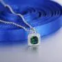 Santuzza Sterling Silver 1 Ct Size Emerald Color CZ Halo Pendants CZ Crystal Stone Santuzza Sterling Silver 1 Ct Size Emerald Color CZ Halo Pendants CZ Crystal Stone