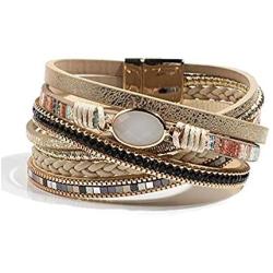 Vercret Leather Wrap Bracelet for Women - Multi-Layer Bracelets for Girl, Ideal Gift Bracelet for Women, Big Sister, Mom…