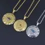 Moca Jewelry Hip-Hop Ancient Egyptian Horus Eye Pendant Stainless Steel Chain Rhinestone Crystal Necklace for Men Women