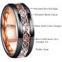 NUNCAD Mens 8mm Black Tungsten Carbide Wedding Ring Celtic Tungsten Ring Celtic Dragon Inlay Polished Finish Size 5-15