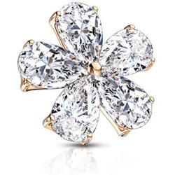 BYB Jewelry Pear CZ Gemmed Flower Surgical Steel Dermal Anchor Top