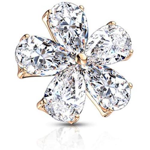 BYB Jewelry Pear CZ Gemmed Flower Surgical Steel Dermal Anchor Top