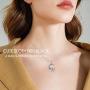 Grecia White Gold Plated Sloth Necklace Moon Pendent Necklace with 5A Cubic Zirconia, Jewelry Anniversary Presents for Mom, Girlfriend, Wife, Sister