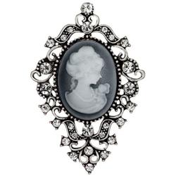 JJTZX Victorian Black Velvet Lace Cameo Choker Gothic Lady Cameo Necklace&Brooch Pin Gift for Her