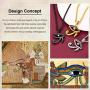 FaithHeart Eye of Horus Necklace Ankh Cross Necklaces, Stainless Steel Ancient Egyptian Coptic Jewelry for Men Women, Wedjat Eye Pendants Customize Available