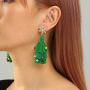Lightweight Christmas Tree Tassel Beaded Earrings, Bohemian Dangle Drop Green Earrings, Twined with Colored Beads Earring for Women Girls Gift