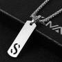 HZMAN Stainless Steel Mini Dog Tag Silver Initial Alphabet 26 Letters Script Name Pendant Chain Necklace from A-Z
