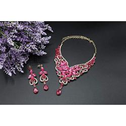 Luxury Chunky Bib Collar Crystal Statement Necklace and Dangle Earrings Wedding Jewelry Set