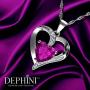 DEPHINI - Pink Heart Necklace - 925 Silver Heart Pendant with White CZ & Pink Birthstone Embellished with Branded Crystal for Women, 18'' Sterling Silver Chain + Jewellery Box, Gifts for Women