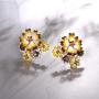 Santuzza Sunflower Drop Earrings Genuine 925 Sterling Silver Gorgeous Yellow Nano Cubic Zirconia Handmade Enamel Earring Jewelry For Women