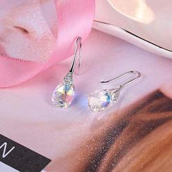 KesaPlan 18K Platinum Plated Teardrop Drop Dangle Earrings for Women Hook Aurora Crystal Earrings, Crystal from Swarovski, Bridal Wedding Jewelry Earrings