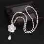 TULIP LY White Crystal Pendant Necklace Long Sweater Necklace Fashion Jewelry for Women Girls TULIP LY White Crystal Pendant Necklace Long Sweater Necklace Fashion Jewelry for Women Girls