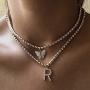 Masiter Glitter Rhinestone Necklace Layered Pendant Choker Crystal Tennis Chain Party Costume Jewelry for Women and Girls