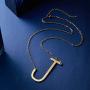 RINHOO Sideways Large Initial Necklace Gold Big Letter Script Name Stainless Steel Pendant Monogram Necklace for Women Gift(from Alphabet 26 A-Z)